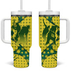 Australia Cricket Tumbler With Handle Golden Southern Cross Stars Halftone Pattern Design