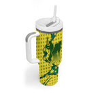 Australia Cricket Tumbler With Handle Golden Southern Cross Stars Halftone Pattern Design