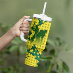 Australia Cricket Tumbler With Handle Golden Southern Cross Stars Halftone Pattern Design
