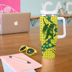 Australia Cricket Tumbler With Handle Golden Southern Cross Stars Halftone Pattern Design