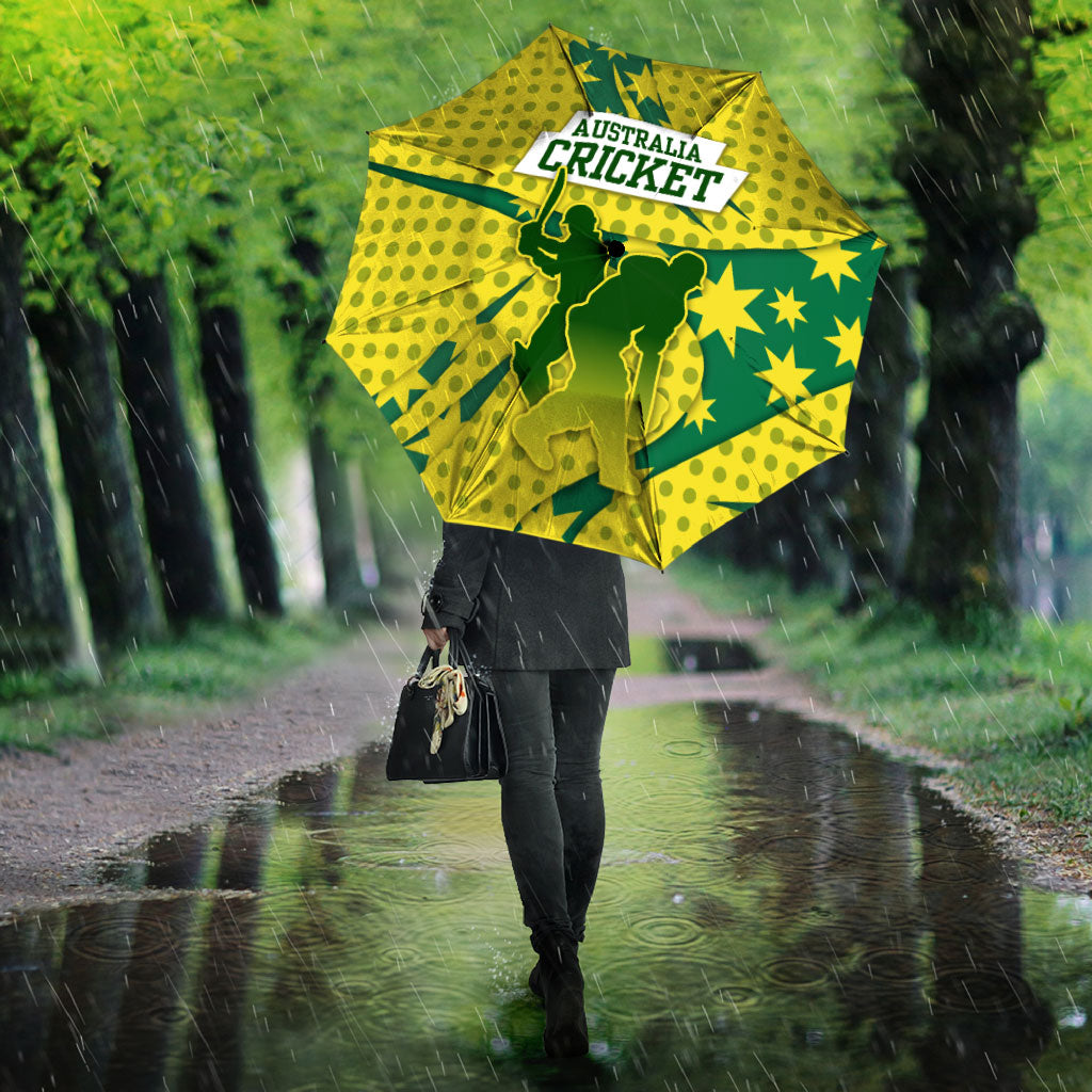 Australia Cricket Umbrella Golden Southern Cross Stars Halftone Pattern Design