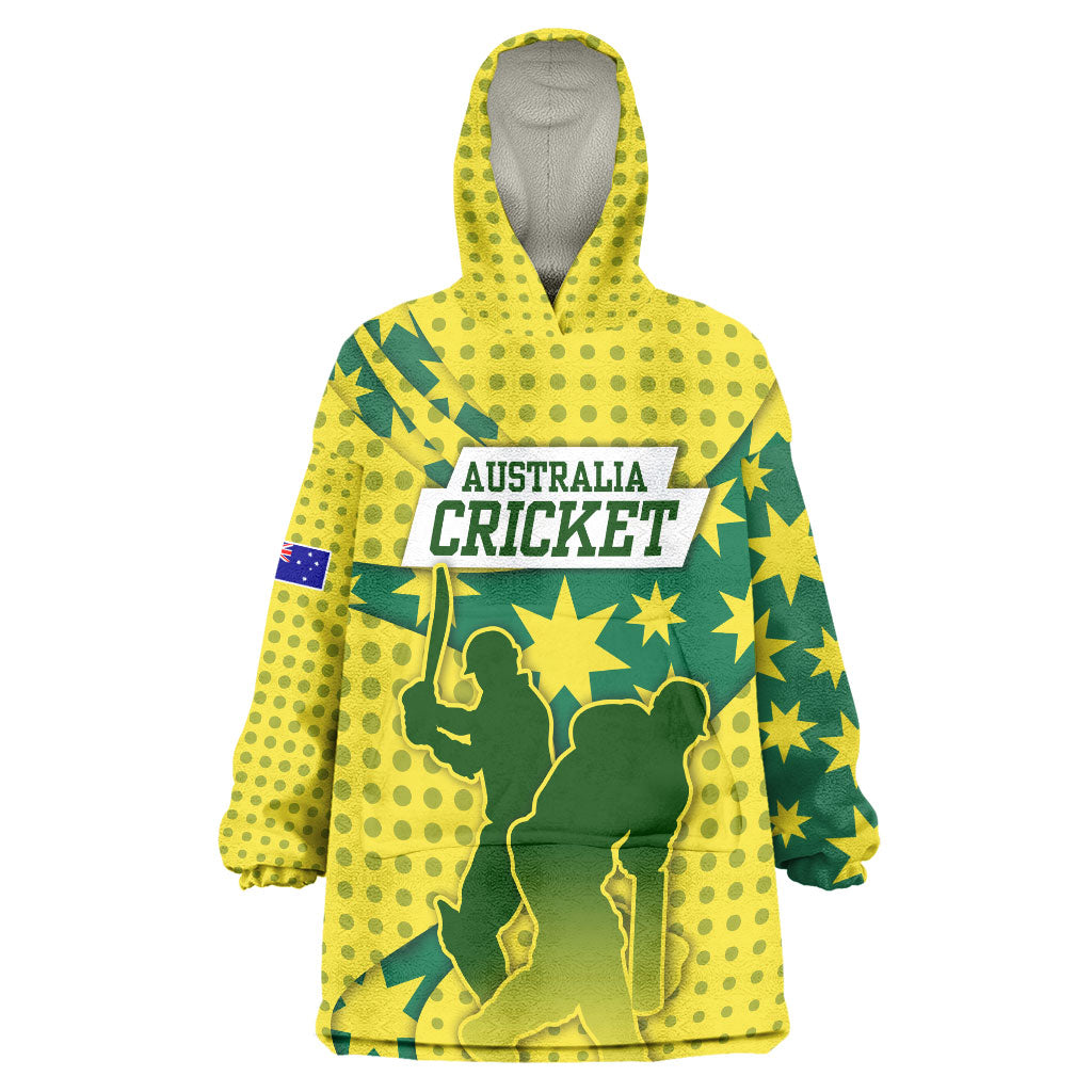 Australia Cricket Wearable Blanket Hoodie Golden Southern Cross Stars Halftone Pattern Design