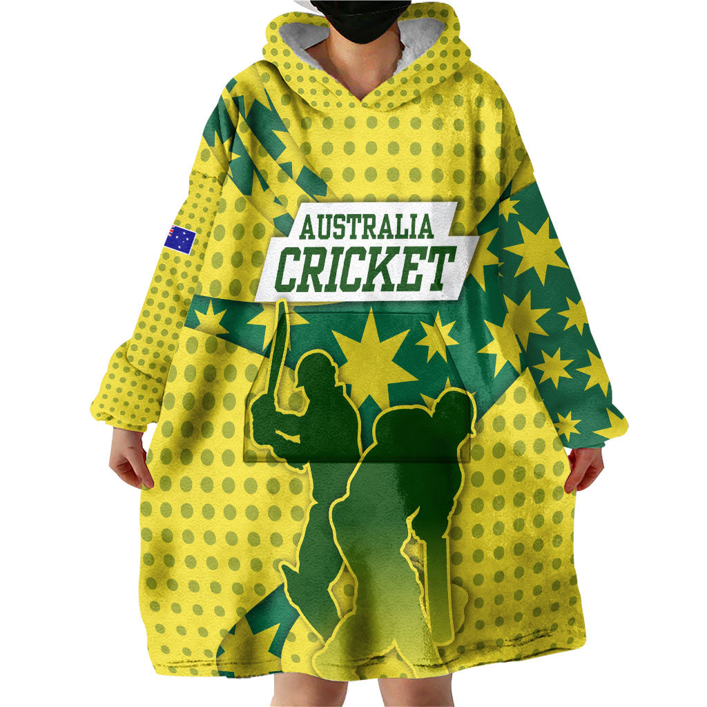 Australia Cricket Wearable Blanket Hoodie Golden Southern Cross Stars Halftone Pattern Design