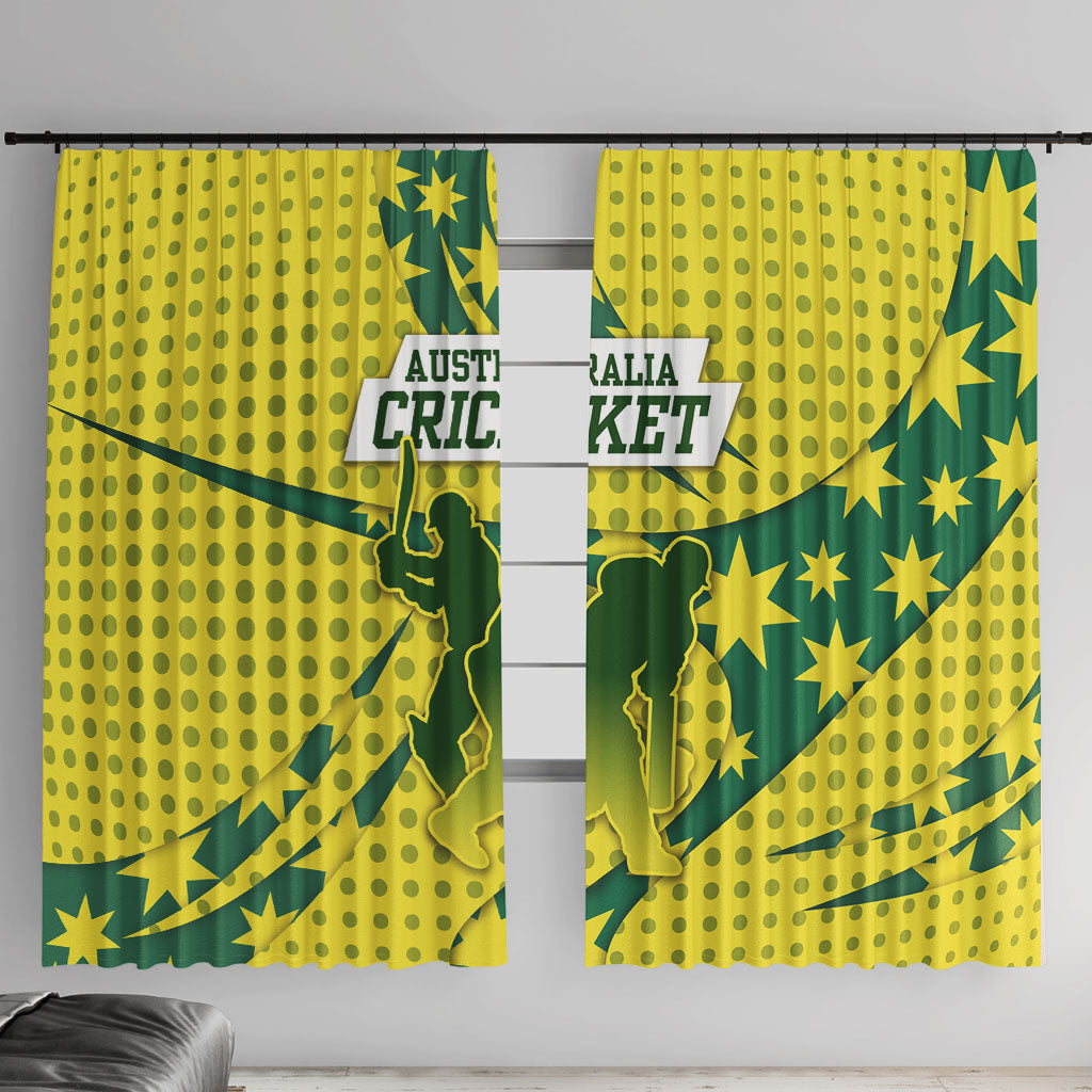 Australia Cricket Window Curtain Golden Southern Cross Stars Halftone Pattern Design
