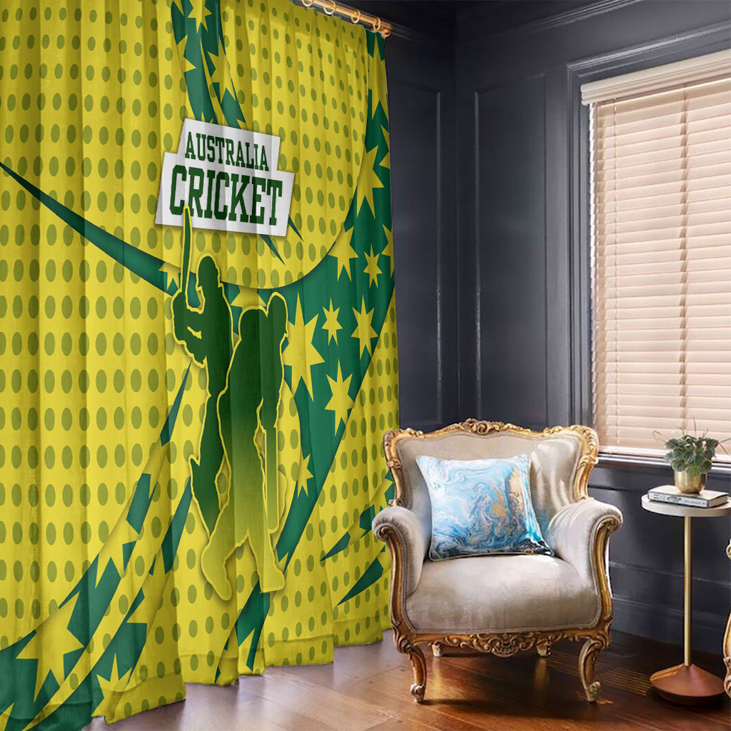 Australia Cricket Window Curtain Golden Southern Cross Stars Halftone Pattern Design