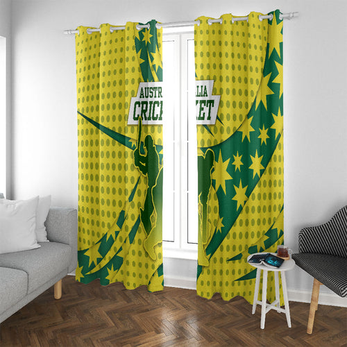 Australia Cricket Window Curtain Golden Southern Cross Stars Halftone Pattern Design