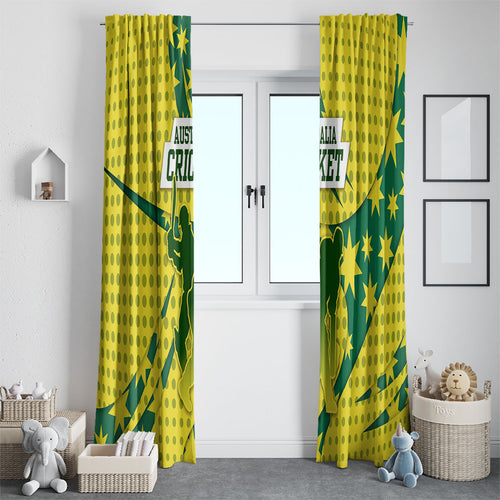 Australia Cricket Window Curtain Golden Southern Cross Stars Halftone Pattern Design