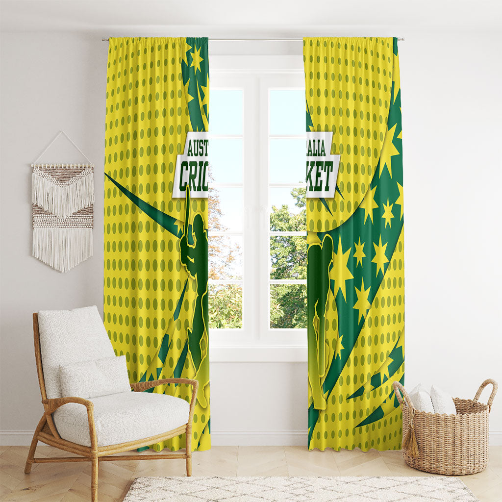 Australia Cricket Window Curtain Golden Southern Cross Stars Halftone Pattern Design