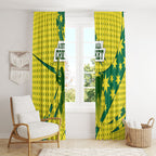 Australia Cricket Window Curtain Golden Southern Cross Stars Halftone Pattern Design