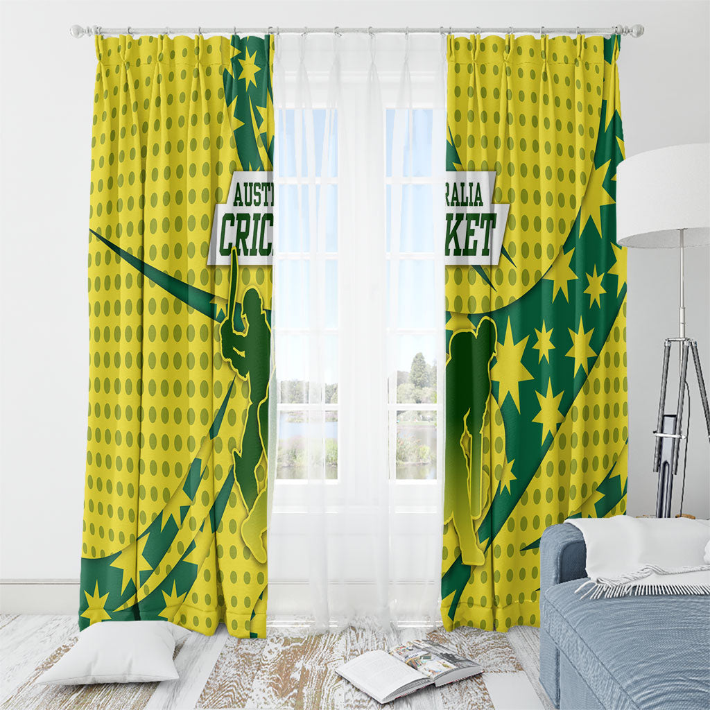 Australia Cricket Window Curtain Golden Southern Cross Stars Halftone Pattern Design