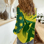 Australia Cricket Women Casual Shirt Golden Southern Cross Stars Halftone Pattern Design