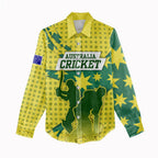 Australia Cricket Women Casual Shirt Golden Southern Cross Stars Halftone Pattern Design