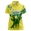 Australia Cricket Women Polo Shirt Golden Southern Cross Stars Halftone Pattern Design