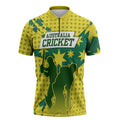 Australia Cricket Zipper Polo Shirt Golden Southern Cross Stars Halftone Pattern Design