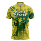 Australia Cricket Zipper Polo Shirt Golden Southern Cross Stars Halftone Pattern Design