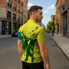 Australia Cricket Zipper Polo Shirt Golden Southern Cross Stars Halftone Pattern Design