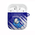 Cricket Australian AirPods Case Blue Fire Ball Graphic With Aboriginal Dot Art Style