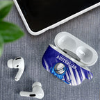 Cricket Australian AirPods Case Blue Fire Ball Graphic With Aboriginal Dot Art Style