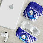 Cricket Australian AirPods Case Blue Fire Ball Graphic With Aboriginal Dot Art Style