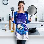 Cricket Australian Apron Blue Fire Ball Graphic With Aboriginal Dot Art Style