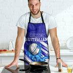 Cricket Australian Apron Blue Fire Ball Graphic With Aboriginal Dot Art Style