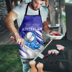 Cricket Australian Apron Blue Fire Ball Graphic With Aboriginal Dot Art Style