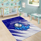 Cricket Australian Area Rug Blue Fire Ball Graphic With Aboriginal Dot Art Style