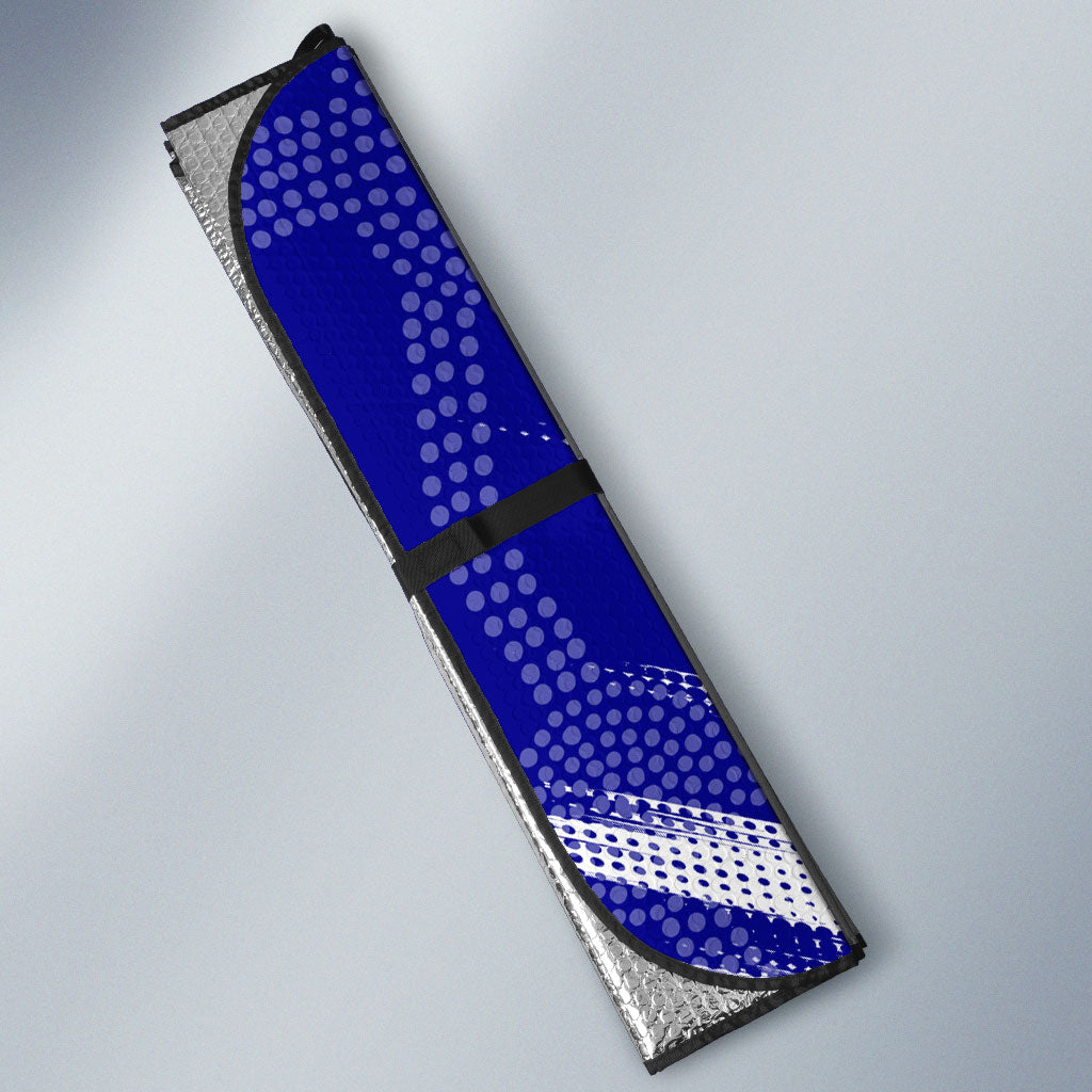 Cricket Australian Auto Sun Shade Blue Fire Ball Graphic With Aboriginal Dot Art Style