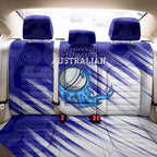 Cricket Australian Back Car Seat Cover Blue Fire Ball Graphic With Aboriginal Dot Art Style