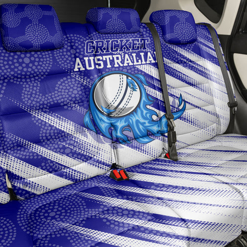 Cricket Australian Back Car Seat Cover Blue Fire Ball Graphic With Aboriginal Dot Art Style