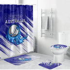 Cricket Australian Bathroom Set Blue Fire Ball Graphic With Aboriginal Dot Art Style