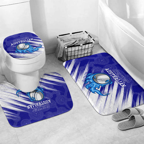 Cricket Australian Bathroom Set Blue Fire Ball Graphic With Aboriginal Dot Art Style