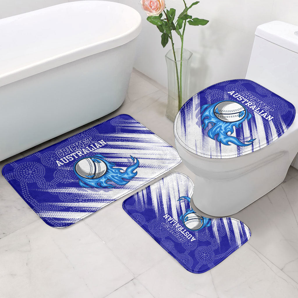 Cricket Australian Bathroom Set Blue Fire Ball Graphic With Aboriginal Dot Art Style