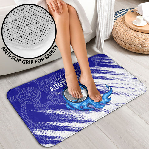 Cricket Australian Bathroom Set Blue Fire Ball Graphic With Aboriginal Dot Art Style