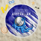 Cricket Australian Beach Blanket Blue Fire Ball Graphic With Aboriginal Dot Art Style