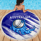 Cricket Australian Beach Blanket Blue Fire Ball Graphic With Aboriginal Dot Art Style