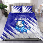 Cricket Australian Bedding Set Blue Fire Ball Graphic With Aboriginal Dot Art Style