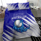 Cricket Australian Bedding Set Blue Fire Ball Graphic With Aboriginal Dot Art Style