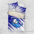 Cricket Australian Bedding Set Blue Fire Ball Graphic With Aboriginal Dot Art Style