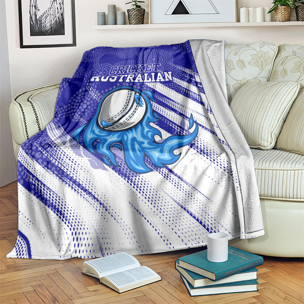Cricket Australian Blanket Blue Fire Ball Graphic With Aboriginal Dot Art Style