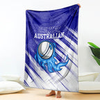 Cricket Australian Blanket Blue Fire Ball Graphic With Aboriginal Dot Art Style