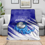 Cricket Australian Blanket Blue Fire Ball Graphic With Aboriginal Dot Art Style