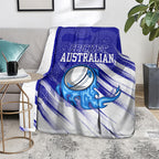 Cricket Australian Blanket Blue Fire Ball Graphic With Aboriginal Dot Art Style