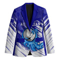 Cricket Australian Blazer Blue Fire Ball Graphic With Aboriginal Dot Art Style