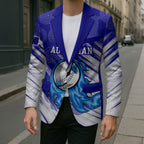 Cricket Australian Blazer Blue Fire Ball Graphic With Aboriginal Dot Art Style