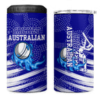 Cricket Australian 4 in 1 Can Cooler Tumbler Blue Fire Ball Graphic With Aboriginal Dot Art Style