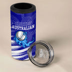 Cricket Australian 4 in 1 Can Cooler Tumbler Blue Fire Ball Graphic With Aboriginal Dot Art Style