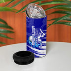 Cricket Australian 4 in 1 Can Cooler Tumbler Blue Fire Ball Graphic With Aboriginal Dot Art Style