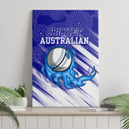 Cricket Australian Canvas Wall Art Blue Fire Ball Graphic With Aboriginal Dot Art Style