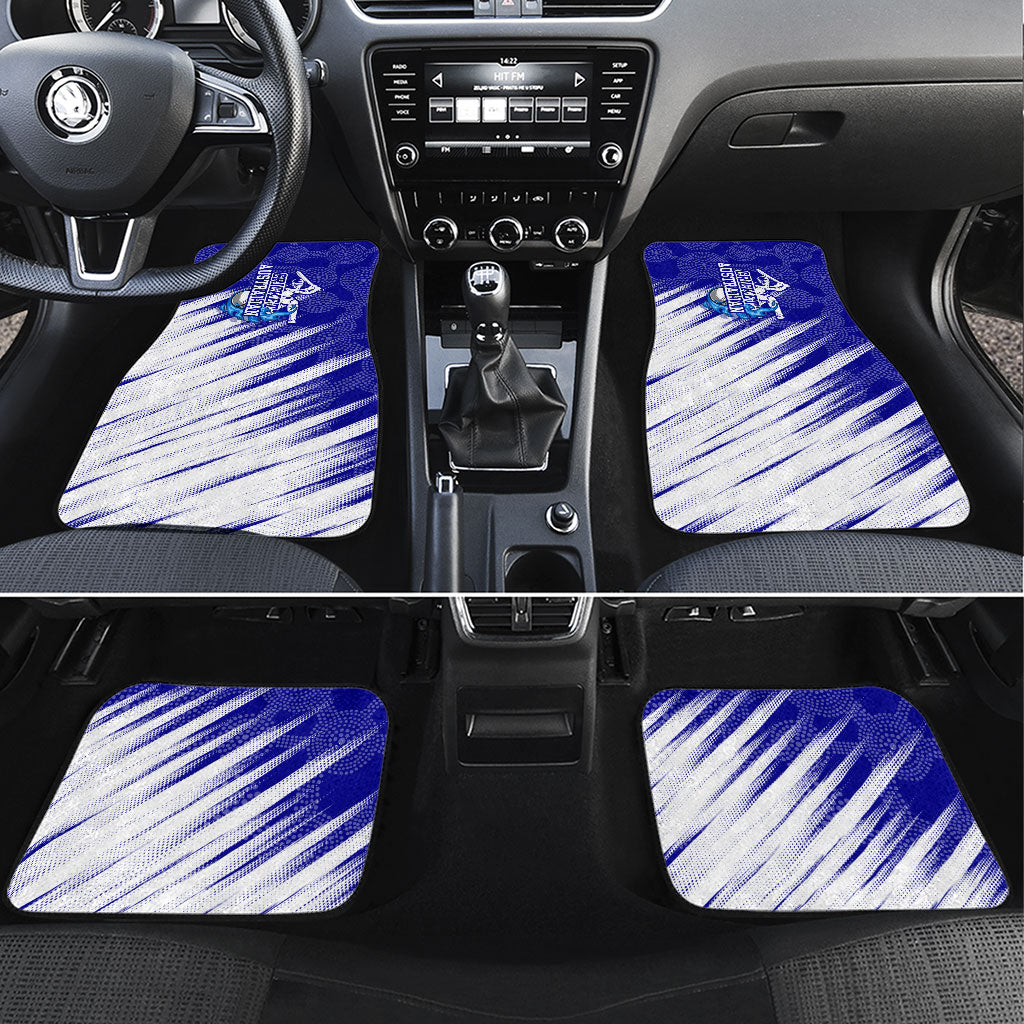 Cricket Australian Car Mats Blue Fire Ball Graphic With Aboriginal Dot Art Style